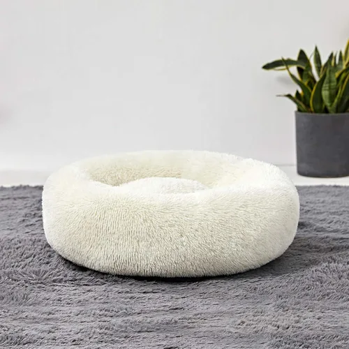 Miniatura 8 de ANWA - Cama redonda para perro mediano, lavable, cama tipo dona para perro grande, cómoda, acogedora y relajante Blanco