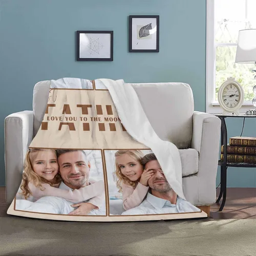 Miniatura 4 de D-Story Mantas para papá, manta de regalo personalizada de hija, manta para el Día del Padre, regalos para papá de parte de la hija, manta con fotos