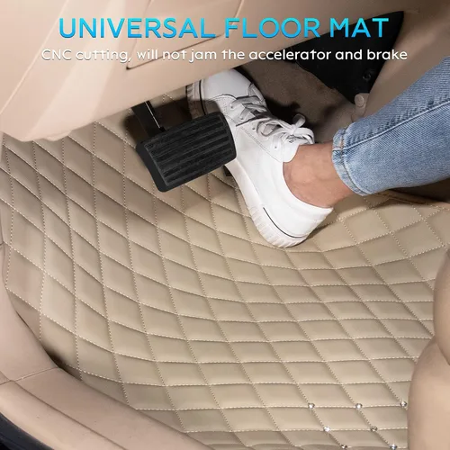 Miniatura 5 de eing alfombrillas de piel sintética para el piso del auto, SUV y camión, aptas para todo tipo de clima, juego de 5 piezas de alfombrillas delanteras