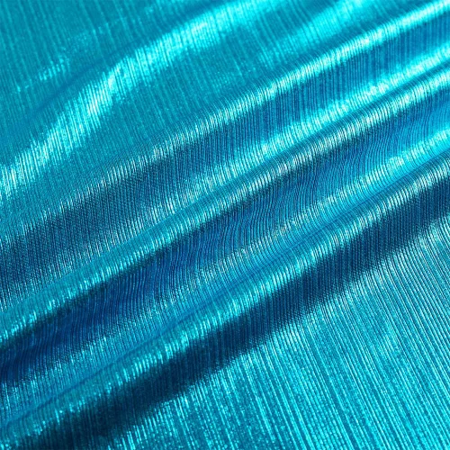 Tela de punto acanalado metálico suave, brillante y elástica de 60 pulgadas de ancho con brillo metálico para vestido de baile, disfraz, vestido de