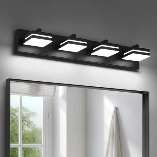 Miniatura 9 de Joossnwell Luces negras de tocador para baño, regulables, 5CCT (3 luces, 19.69 pulgadas), modernas lámparas de baño sobre espejo LED para tocador