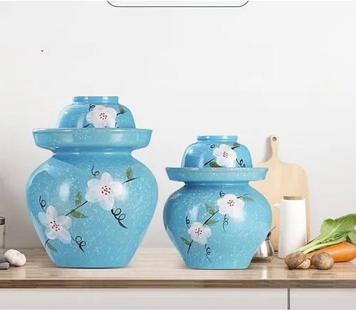 Miniatura 6 de Tarro de encurtido de porcelana china tradicional grande, olla de fermentación de cerámica natural para decapado, tarro de fermentación con sello