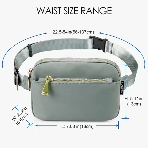 Miniatura 30 de ZORFIN Riñonera para mujeres y hombres, riñonera de moda con correa ajustable para exteriores, entrenamiento, viajes, casual, correr, senderismo