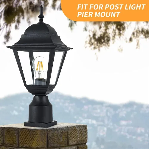 Miniatura 6 de Windben Adaptador de Montaje para Muelle, Base de Luz de Poste para Luminarias de Poste de 3", Kits de Piezas Incluidos, Negro Mate