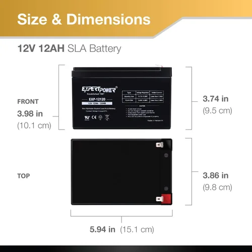Miniatura 2 de Baterías de acido de 12 V, selladas a plomo Expertpower (12/12)