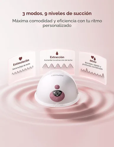 Miniatura 5 de Momcozy M5 - Extractor de leche inteligente controlado por aplicación, bomba eléctrica inalámbrica manos libres, 3 modos, 9 niveles de succión, sin