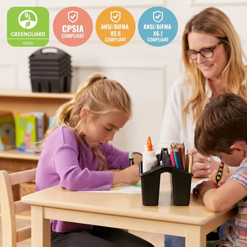 Miniatura 6 de ECR4Kids Juego de mesa y silla de madera dura de 24 x 24 pulgadas, altura de asiento de 12 pulgadas, muebles para niños, blanco antiguo, 3 piezas
