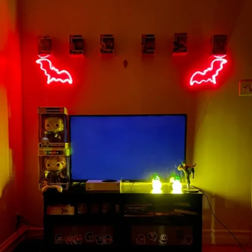 Miniatura 6 de Letreros de neón de murciélago para dormitorio, mesita de noche, decoración de pared, decoración de Halloween, luces LED de noche, adornos de mesa