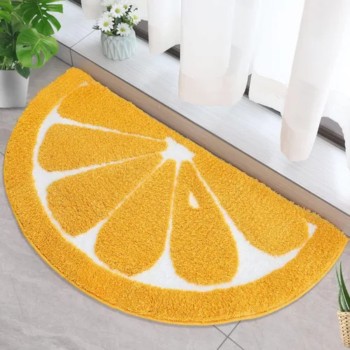 Miniatura 2 de Tapete de baño semicírculo, tapete para entrada del hogar, absorbente antideslizante, tapete de baño esponjoso y peludo, lavable a máquina
