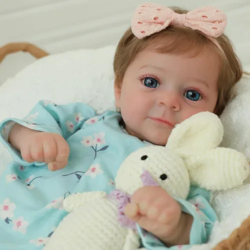 Miniatura 2 de SCOM Muñecas Reborn de bebé realista Niña - Felicia, Muñecas recién nacidas realistas de 17 pulgadas con cuerpo de tela suave ponderado, Muñecas Azul