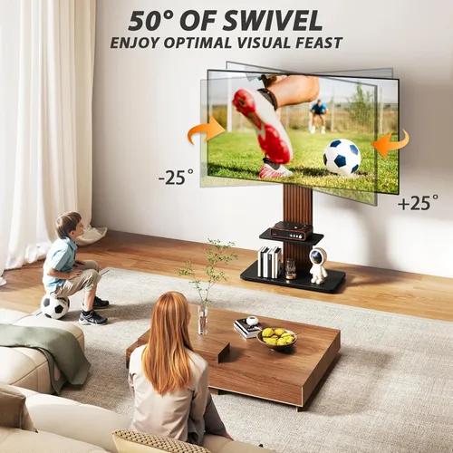 Miniatura 2 de TVON Soporte de TV de suelo resistente para televisores grandes de 55 a 90 pulgadas de hasta 150 libras, soporte de TV alto con montaje ajustable