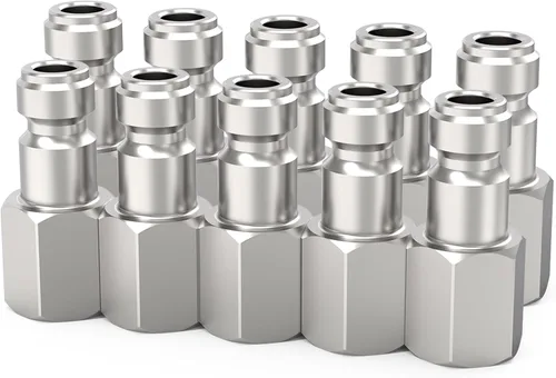 Miniatura 9 de ChillWaves Enchufe de aire estilo T automotriz, enchufes neumáticos macho NPT de 1/2 pulgada, accesorios para compresores de aire (paquete de 5)