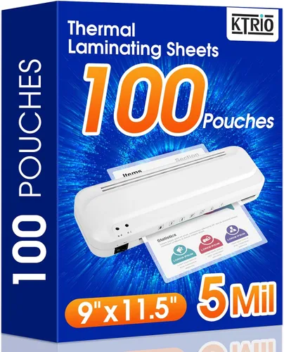 KTRIO Hojas de laminación de 5 milésimas de pulgada de diámetro, capacidad para 8.5 x 11 pulgadas, paquete de 100 bolsas de laminación térmicas, 9 x