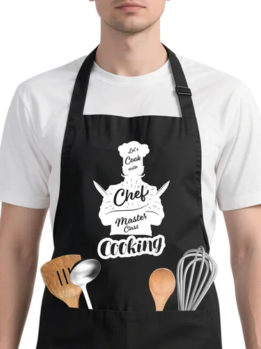 Miniatura 10 de Delantales personalizados con bolsillos, delantales de cocina para mujeres y hombres con logotipo de chef, regalos para papá, mamá, marido y amigo