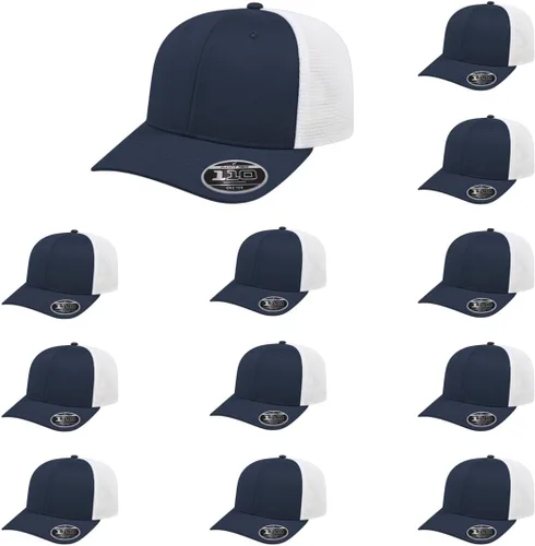 Miniatura 85 de Cap America i8502 Flexfit 110 Premium - Gorra de camionero de perfil medio con 6 paneles de malla trasera con protección UV y cierre ajustable Azul