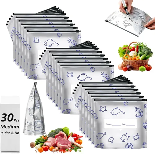 Miniatura 10 de 30 bolsas reutilizables de Mylar para almacenamiento de alimentos, bolsas de aluminio impermeables, bolsas de pie para congelador, contenedores
