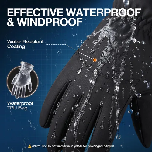 Miniatura 4 de Guantes de invierno impermeables y cálidos SIMARI con dedos táctiles, para hombres y mujeres, resistentes al viento para nieve, para clima frío