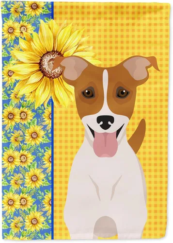 Miniatura 376 de Caroline's Treasures WDK5331CHF - Bandera de verano con diseño de girasoles rojos y blancos, manga grande, para porche, para colgar en la pared
