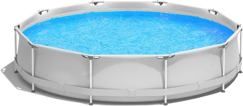 Miniatura 9 de Goplus Piscina sobre el suelo, 12 pies x 12 pies x 30 pulgadas con marco de acero al aire libre con cubierta de piscina, marco de acero reforzado