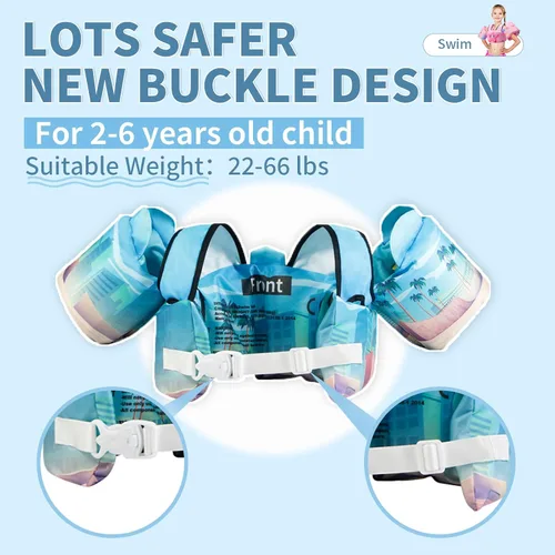 Miniatura 2 de Chaleco de natación para niños para aprender a entrenar la natación, flotadores para niños con arnés de hombro y alas de brazo para niños y niñas
