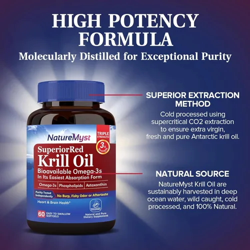 Miniatura 4 de Aceite de krill 1000 mg cápsulas blandas, aceite de krill omega-3, EPA, DHA, astaxantina y fosfolípidos, 60 unidades (paquete de 2), sin OMG, sin