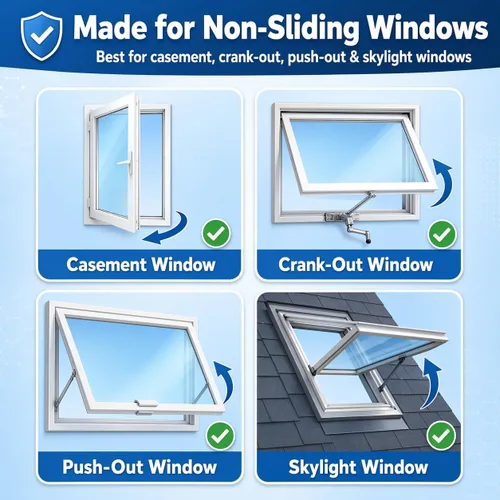 Miniatura 2 de Kit de sellado de ventana de CA portátil para ventanas abatibles y de manivela, kit de ventilación de ventana sin taladro, sello de cremallera