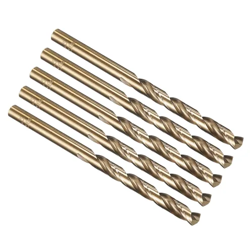 Miniatura 120 de PATIKIL Broca Jobber de 0.039 in, vástago recto M35 cobalto 5% acero de alta velocidad 135° acabado dorado para metal duro de acero inoxidable - 2