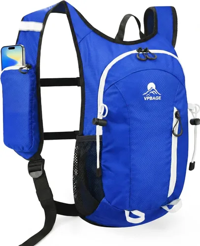 Miniatura 9 de VPBAGE Mochila de senderismo pequeña con soporte frontal para teléfono, mochila plegable con correa de pecho y cintura, Naranja-, Pequeño, Mochilas