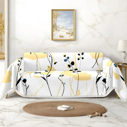 Miniatura 8 de Funda de sofá amarilla con estampado de limón y funda de sofá para sillón, funda resistente a las manchas, protector universal de muebles