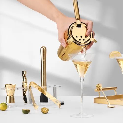 Miniatura 6 de Juego de coctelera con soporte arcílico, kit de barman de mixología para mezclar bebidas Juego de mixología con 7 herramientas de bar Kit