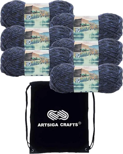 Miniatura 19 de Lion Brand Hometown New York White 135-100 (3 madejas - mismo lote de tinte) #6 S Bulky - Hila acrílica para crochet y tejer con bolsa para proyectos