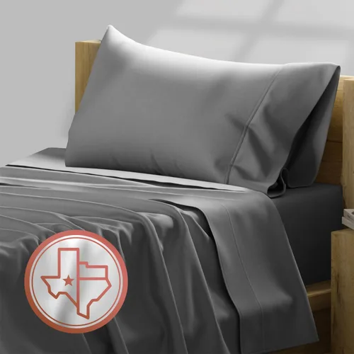 Miniatura 22 de TEXAS LINEN CO. Juego de sábanas de algodón egipcio Split King - 600 número de hilos, 5 piezas, sábanas blancas para cama ajustable, fibra 19: Raya