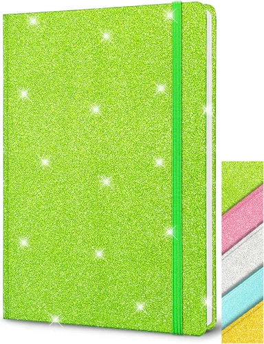 Miniatura 12 de Cuaderno rosa con purpurina, 8.3 x 5.7 pulgadas, 160 páginas rayadas con purpurina que nunca se despega, diario brillante para niñas, cuadernos