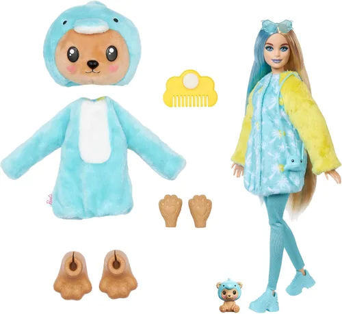 Miniatura 7 de Muñeca Barbie Cutie Reveal y Accesorios con Disfraz de Animal y 10 Sorpresas Incluyendo Cambio de Color, Oso de Peluche como Delfín en Serie