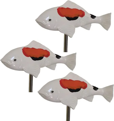 Miniatura 12 de Koi - Esculturas de resina de peces Koi con estaca, esculturas y estatuas de jardín de peces, 3 piezas de esculturas de peces para exteriores, Azul