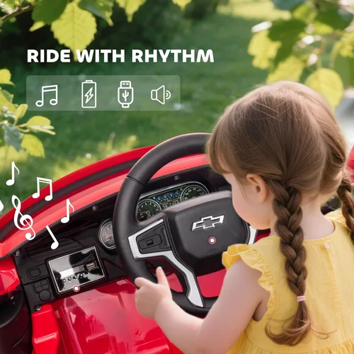 Miniatura 6 de Aosom - Automóvil con licencia Chevrolet Tahoe de paseo, batería de 12V 7AH, juguete eléctrico con control remoto para padres, luces LED, música