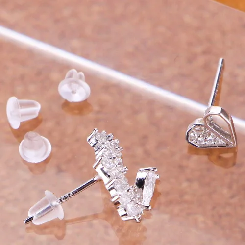 Miniatura 4 de Broches transparentes de silicón con acoplamiento de seguridad para aretes, 1000