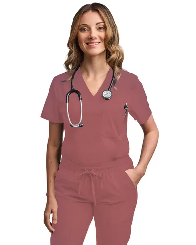 Miniatura 15 de Green Town Conjunto de ropa quirúrgica para mujer, pantalón deportivo y parte superior con cuello en V, 5 bolsillos, cintura de yoga, uniforme