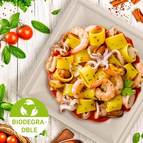 Miniatura 3 de LIYH Paquete de 200 platos de papel cuadrados de caña de azúcar compostables de 6 pulgadas, platos de postre biodegradables y de cóctel desechables