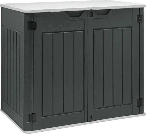 Miniatura 15 de YITAHOME - Cobertizo de almacenamiento horizontal al aire libre con puerta bloqueable en forma de X, cobertizo de herramientas de resina resistente