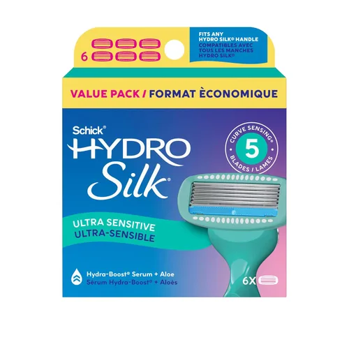 Miniatura 9 de Schick Hydro Silk Sensitive - Recambios de cuchillas de afeitar para mujer, 4 unidades, maquinillas de afeitar de 5 cuchillas para piel sensible