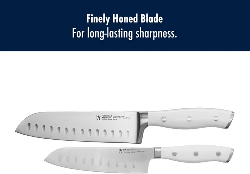 Miniatura 7 de HENCKELS Forged Accent Razor-Sharp - Juego de cuchillos Santoku de 2 piezas, mango blanco, ingeniería alemana respaldada por más de 100 años