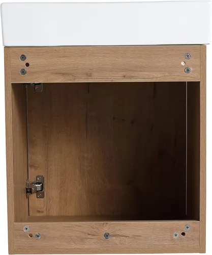 Miniatura 9 de Malwee Tocador de baño flotante de 18 pulgadas con lavabo, Tocador de baño de lavabo individual de 18 pulgadas montado en la pared, con 1 puerta