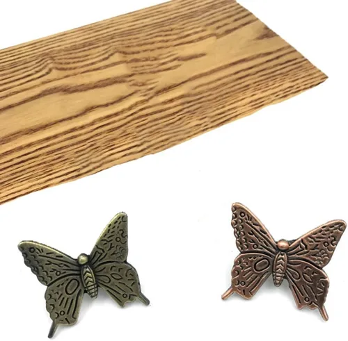 Miniatura 3 de 4 pomos de metal con forma de mariposa antigua para cajones (2 piezas de bronce y 2 bronce rojo)
