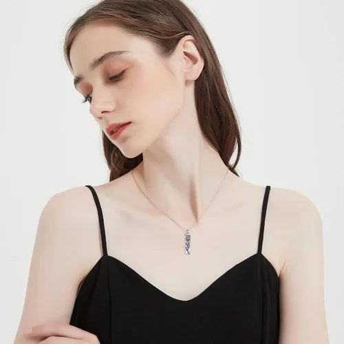 Miniatura 5 de Collar con colgante de urna de cremación de árbol de la vida celta para mujer, plata de ley US1