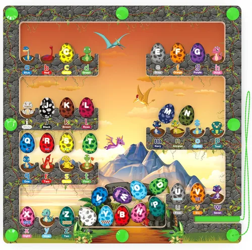 Miniatura 9 de Laberinto magnético de color y número, juguetes Montessori de conteo y emparejamiento, tablero de juego de laberinto magnético de madera, juguetes