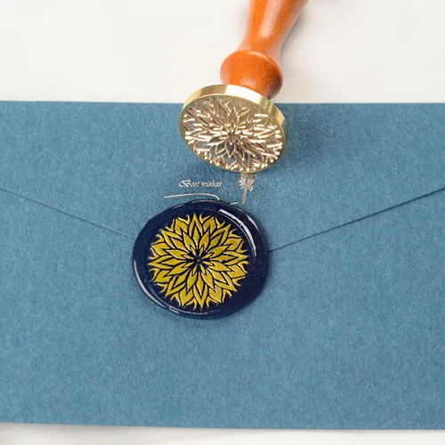 Miniatura 3 de Mandala Flower - Sello de cera de gran tamaño con empuñadura, para invitación de boda, sellado de tarjetas, paquete de vino, sellado de cartas