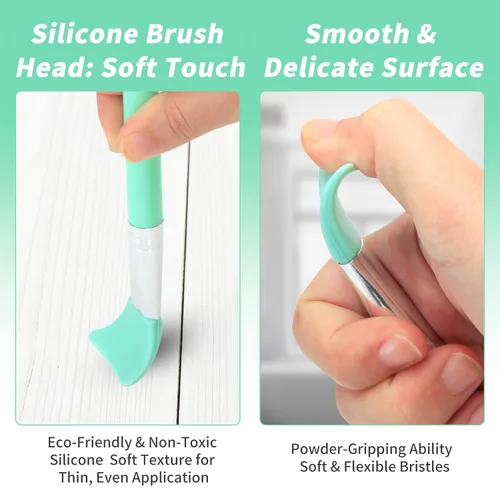 Miniatura 5 de LORMAY Juego de cepillos de silicona de 7 piezas para manualidades y maquillaje de resina UV, color verde Para manualidades de resina epoxi UV