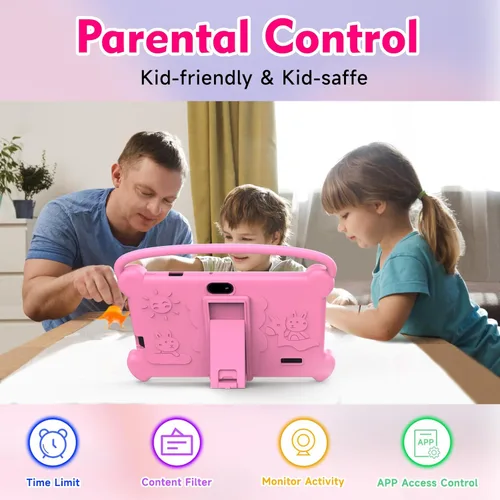 Miniatura 8 de Tableta para Niños de 7 pulgadas 3-9 para Niños, 32GB ROM Niños Pequeños con Estuche a Prueba de Golpes, Software Android para Niños Instalado Rosa