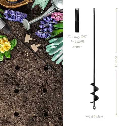 Miniatura 3 de K-Brands Paquete de brocas para plantar – 1.6 x 16 pulgadas y 3.5 x 16 y 2 x 32 pulgadas – Taladro de agujero en espiral de jardín y maceta